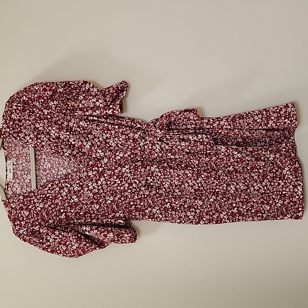 Mango Romantic Floral Wrap Dress Printed Dress with Puff Sleeves Size 4 - Picture 8 of 16